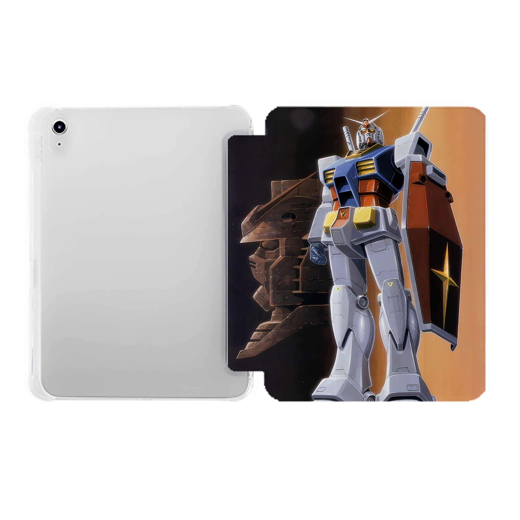 （画像用） 機動戦士ガンダム Mobile Suit Gundam IPad ケース ペン収納付き 三つ折りスタンド PUレザー×シリコン 対応機種9.5/10.5/10.9インチ